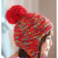 Pompom / Big Ball Grau Lady Beanie / Strickmütze / Hut